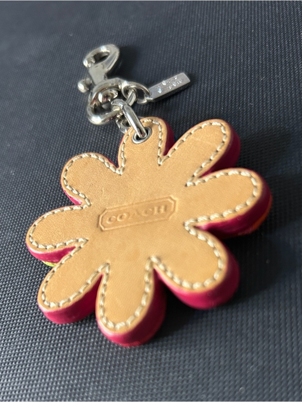 Coach Leather Flower Bag Charm New - Picture 3 of 4